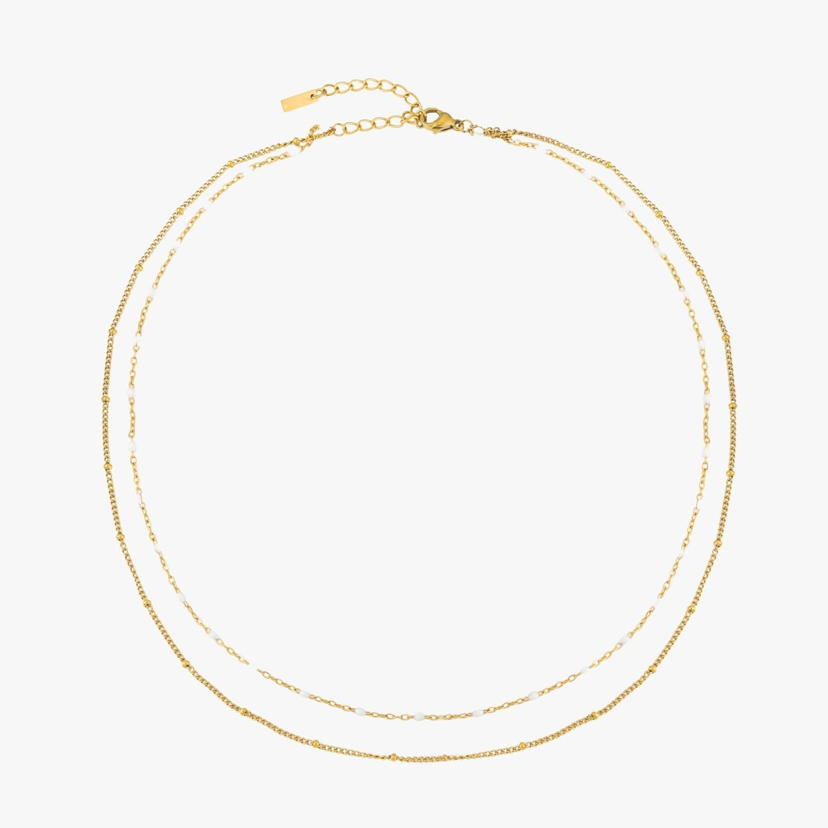 Selene Jewelry gold double beaded choker, flat lay