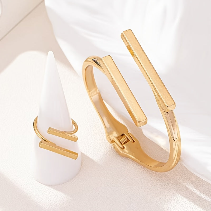 Hermione | Women Geometric Adjustable Ring and Bracelet Set