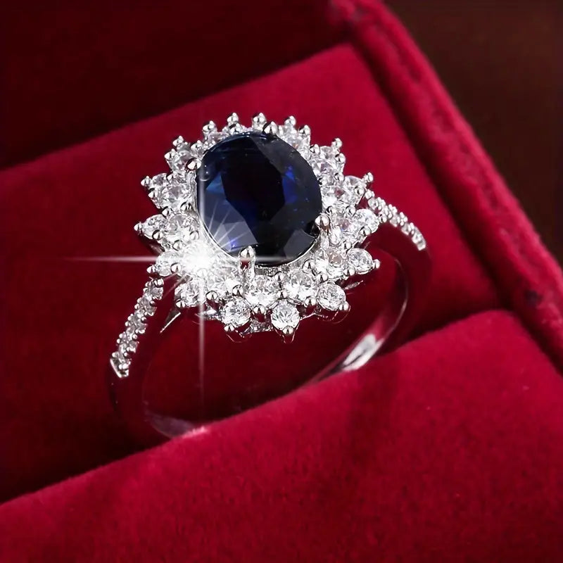 Vionne | Women Sapphire Blue Stone Gold Tone Ring