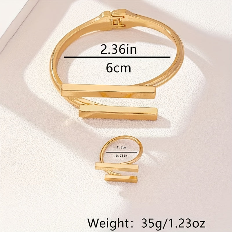 Hermione | Women Geometric Adjustable Ring and Bracelet Set