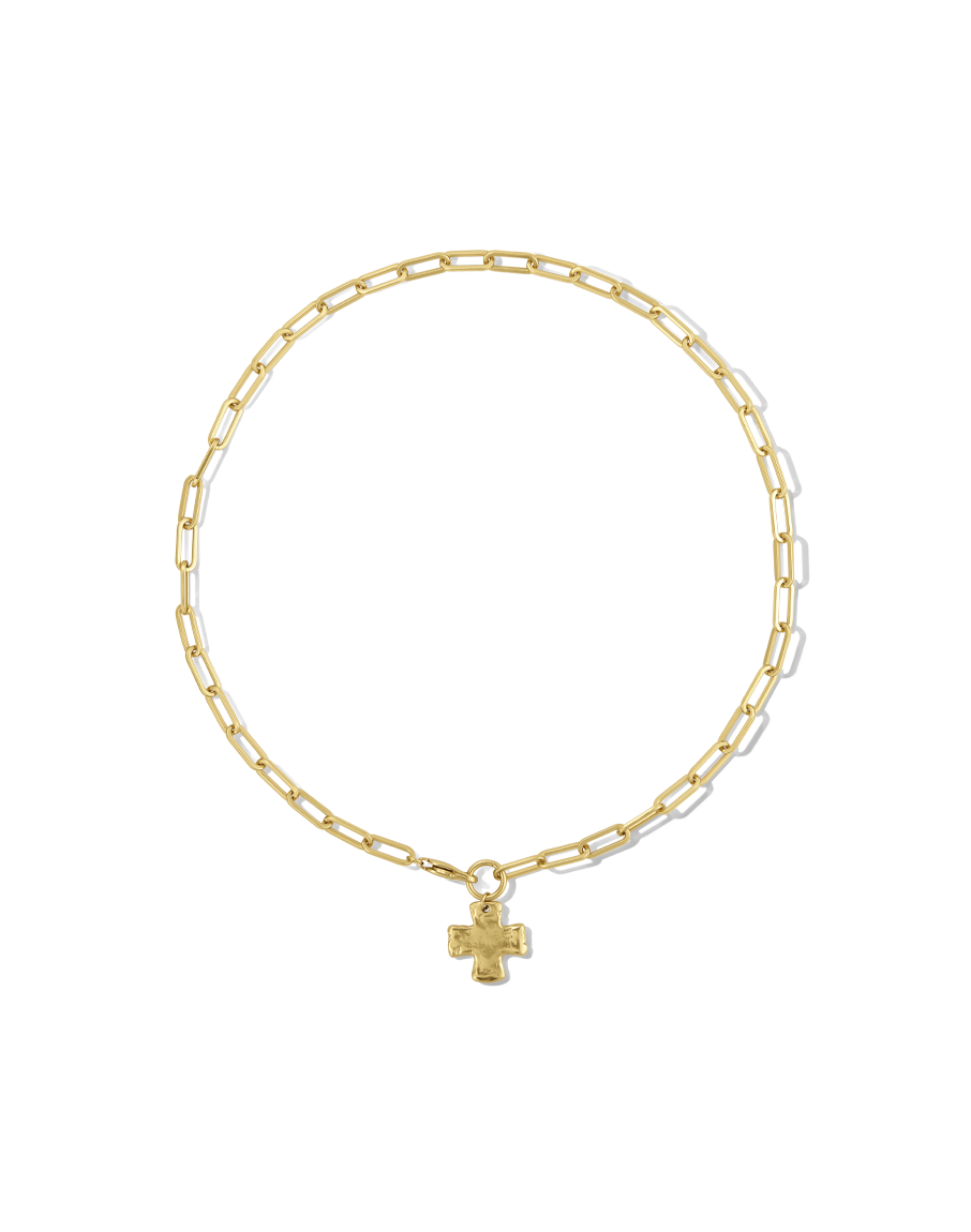 Chunky Chain Cross Necklace in gold, style B product shot on white background