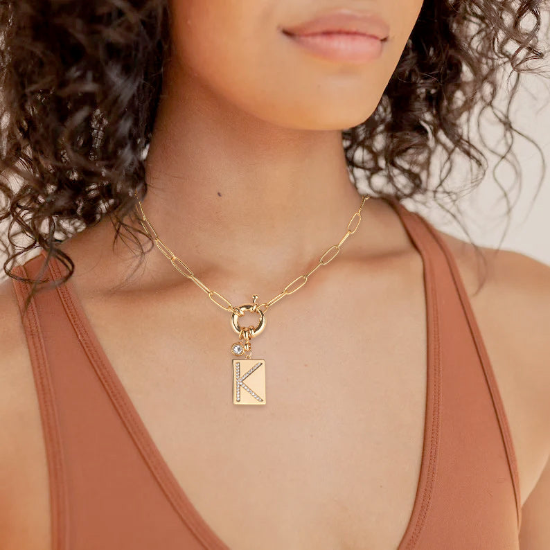 Pave Initial Pendant Necklace