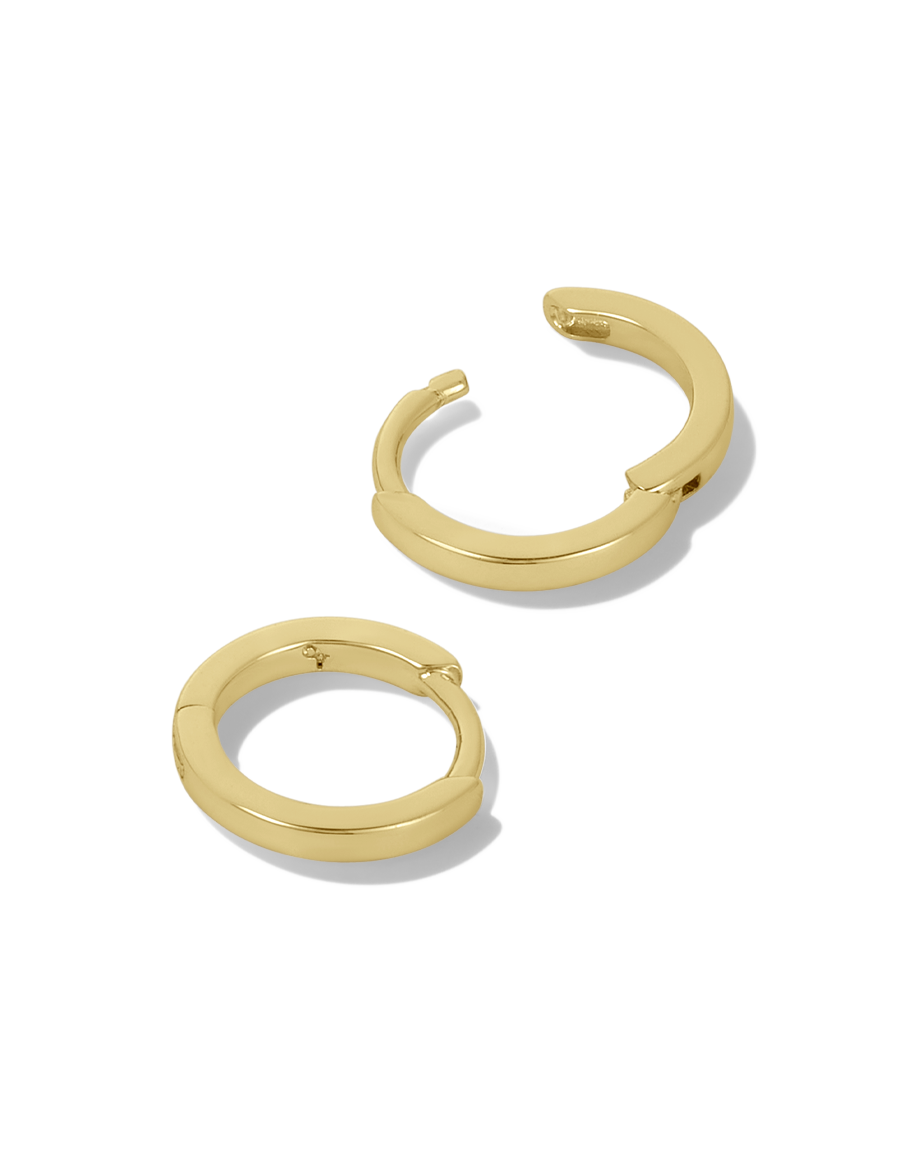Square Huggies earrings in gold, style B product shot on white background