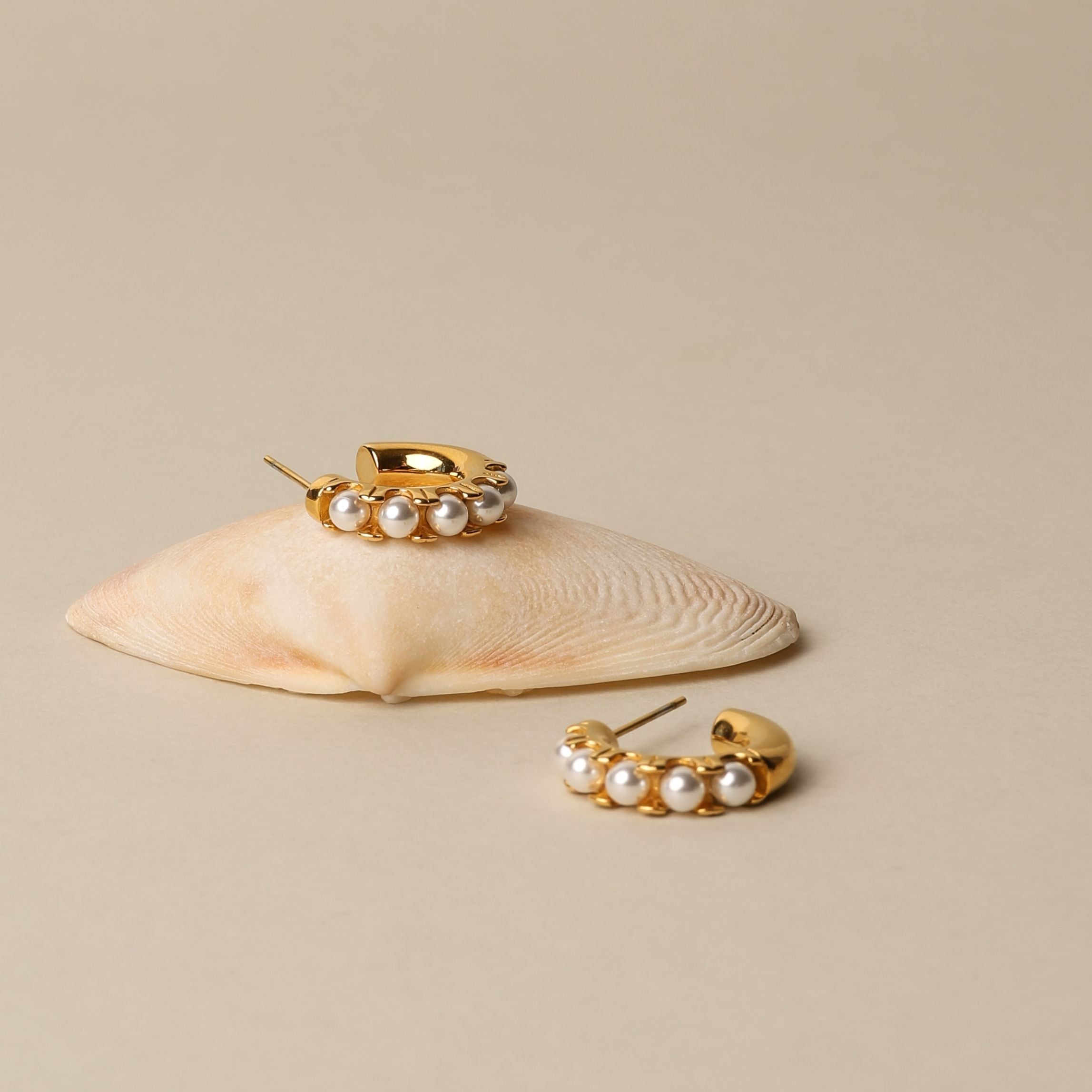 Mini Pearl Huggies Earrings