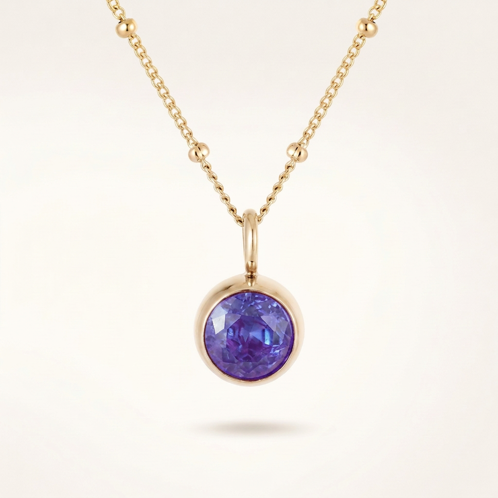 Birthstone Necklace, December | Tanzanite, 14K Gold