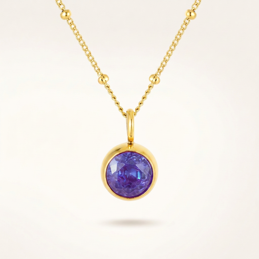 Birthstone Necklace, December | Tanzanite, Gold