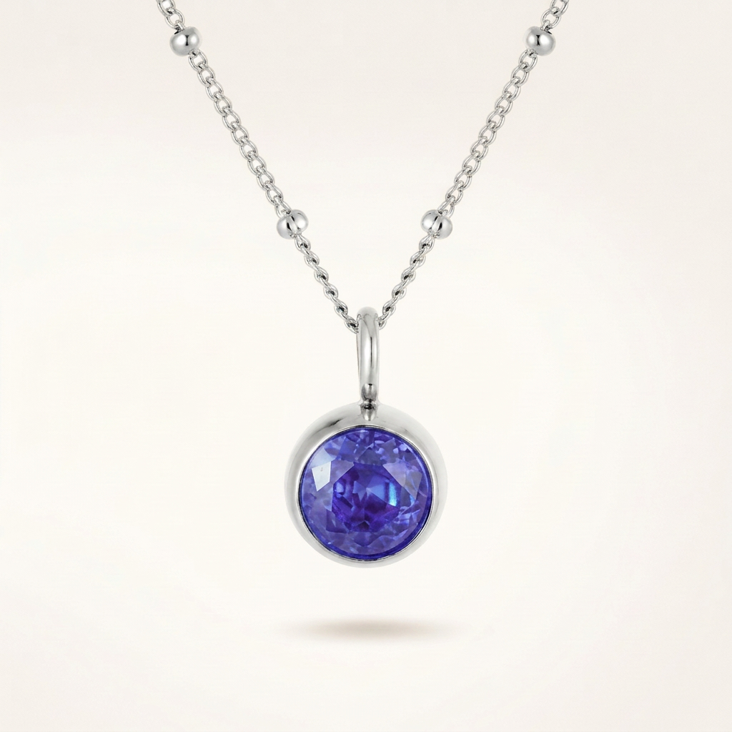 Birthstone Necklace, December | Tanzanite, Silver