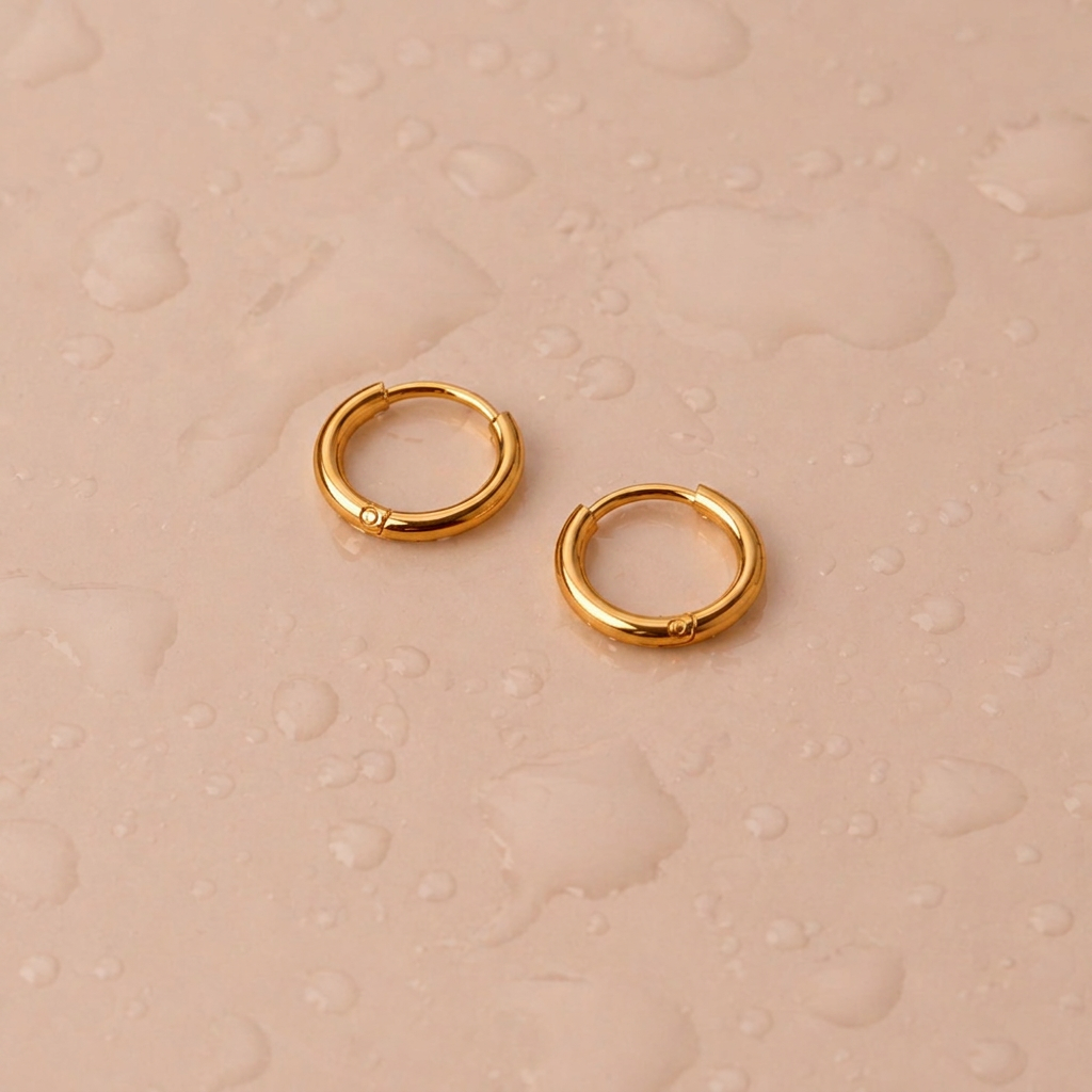Tiny Huggie Hoops, Gold Color