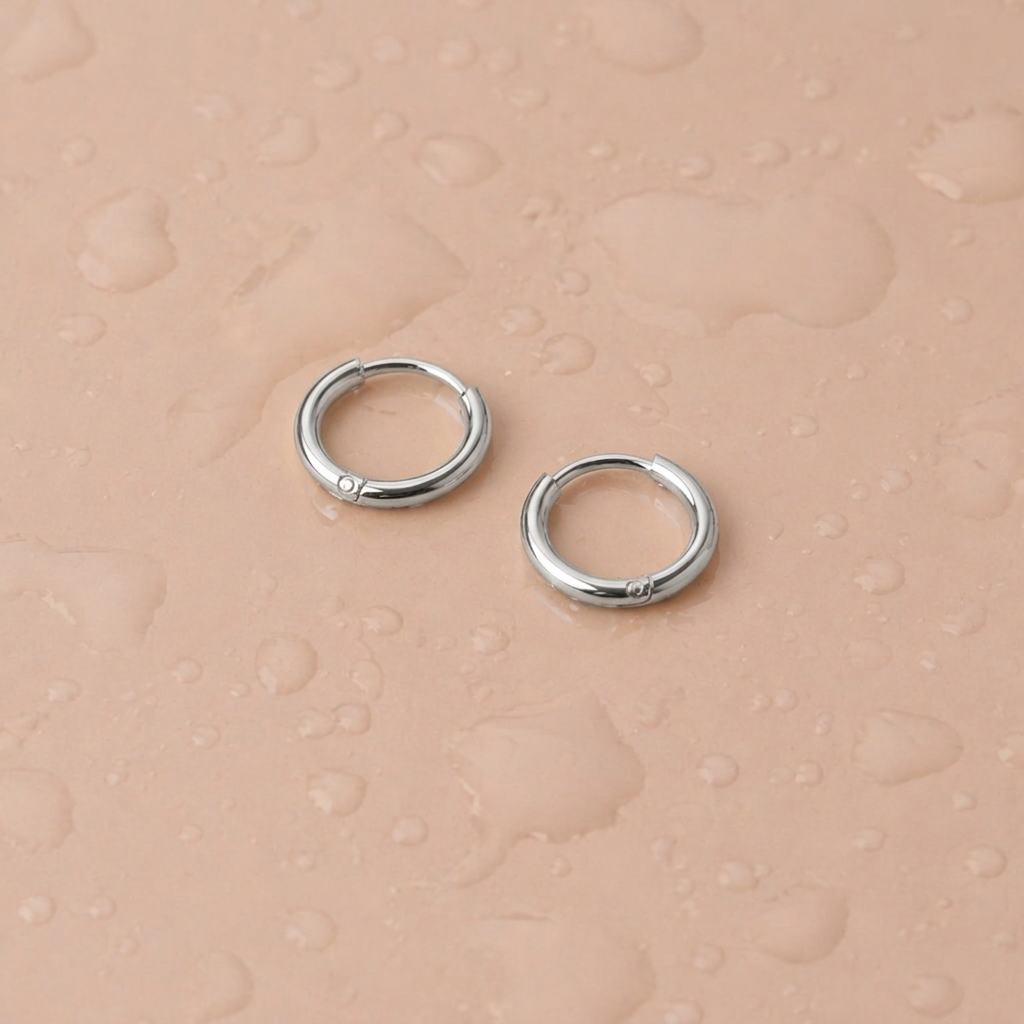 Tiny Huggie Hoops, Silver Color