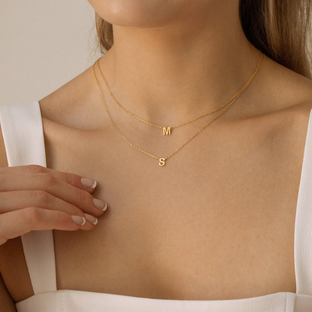 Initial Necklace Layered 18k Gold 925 Sterling Silver Rose Gold Caitlyn Minimalist