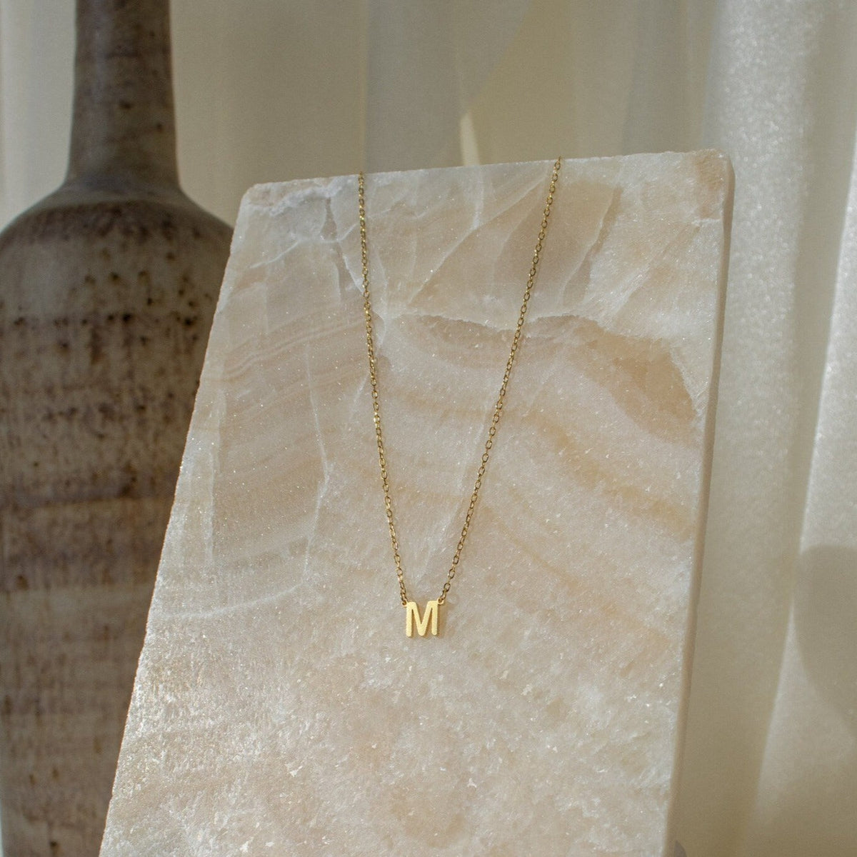 Letter Initial Necklace 18k Gold 925 Sterling Silver Rose Gold Caitlyn Minimalist
