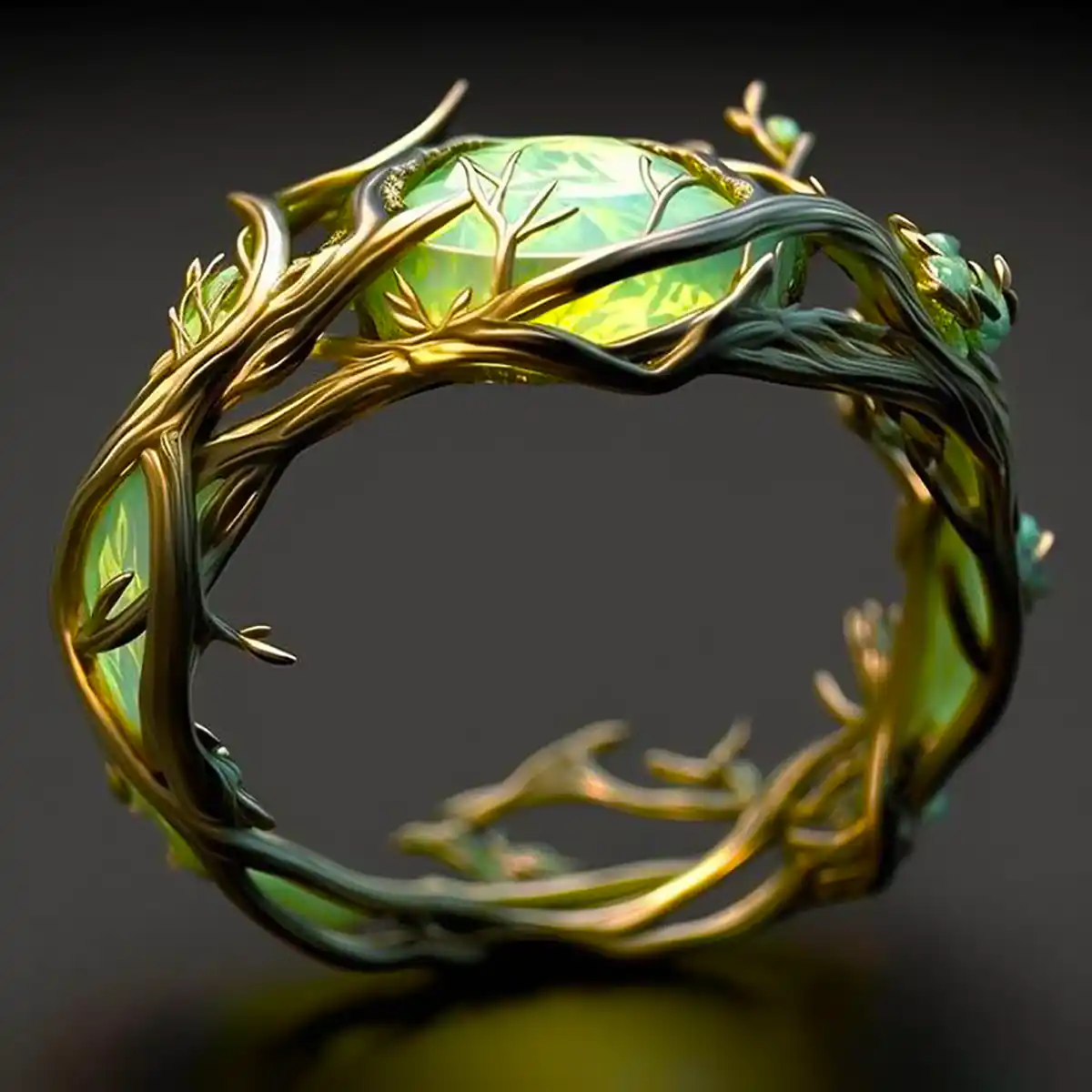 Fern | Women Green Opal Style Botanical Ring