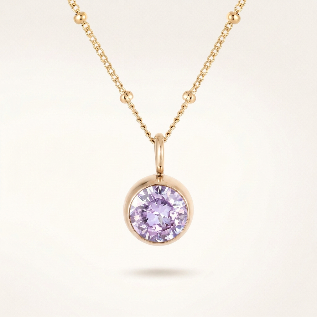 Birthstone Necklace, June | Alexandrite, 14K Gold