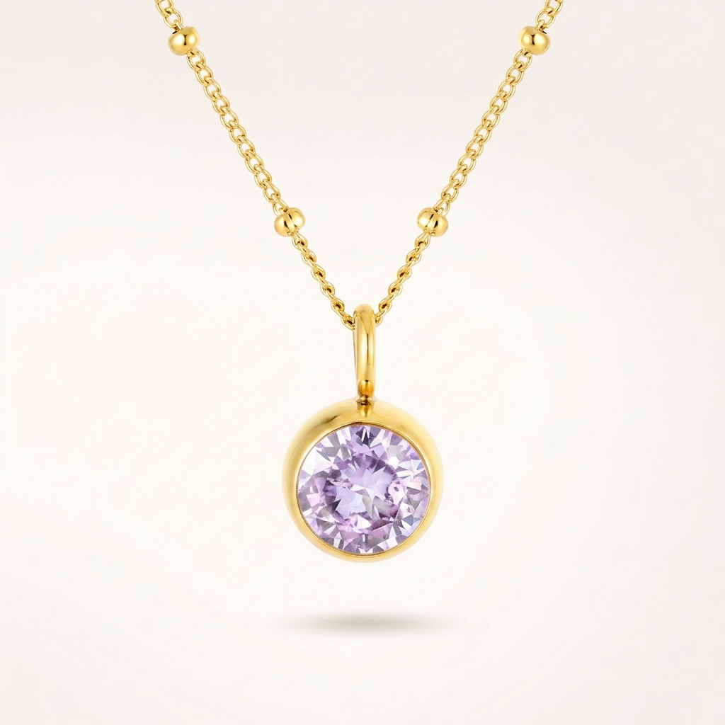 Birthstone Necklace, June | Alexandrite, Gold