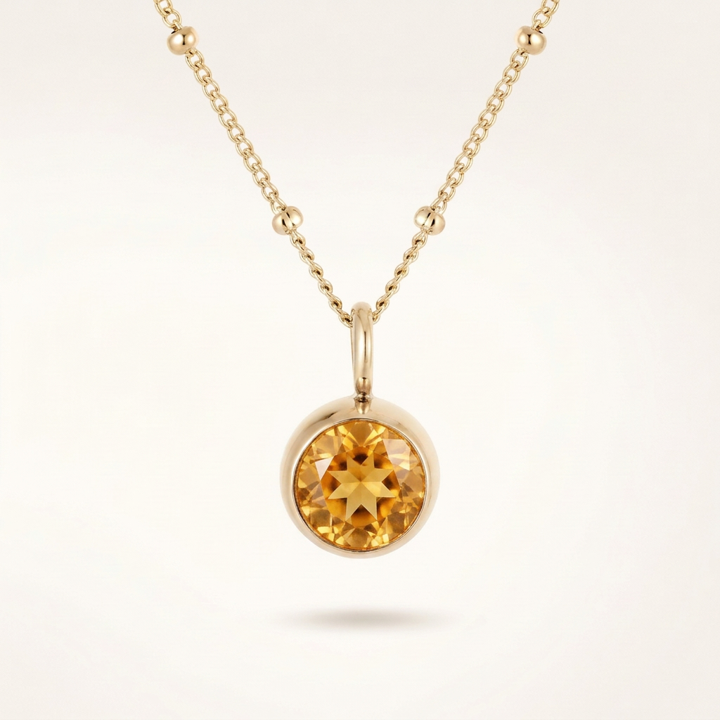 Birthstone Necklace, November | Citrine, 14K Gold