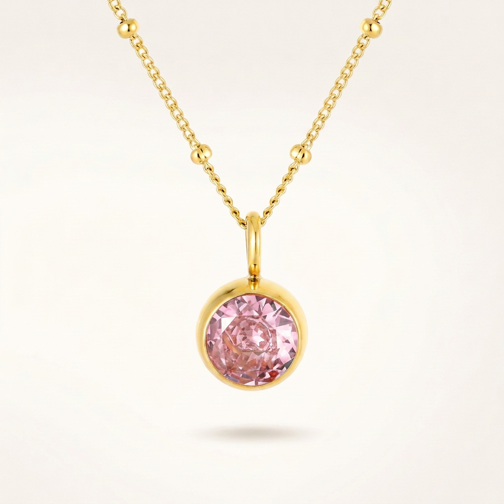 Birthstone Necklace, October | Tourmaline, Gold