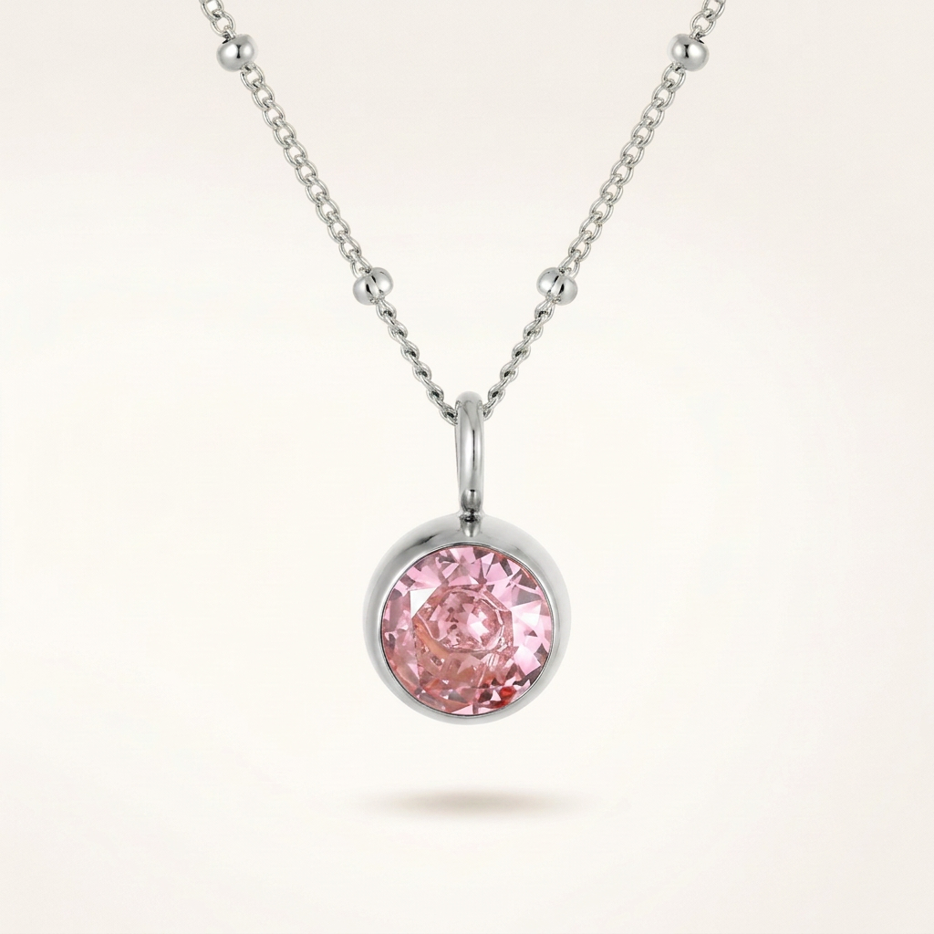 Birthstone Necklace, October | Tourmaline, Silver