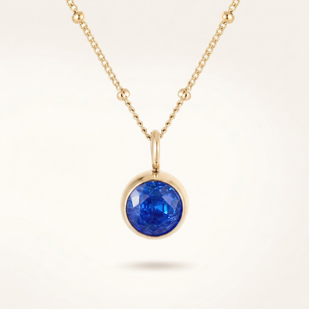 Birthstone Necklace, September | Sapphire, 14K Gold