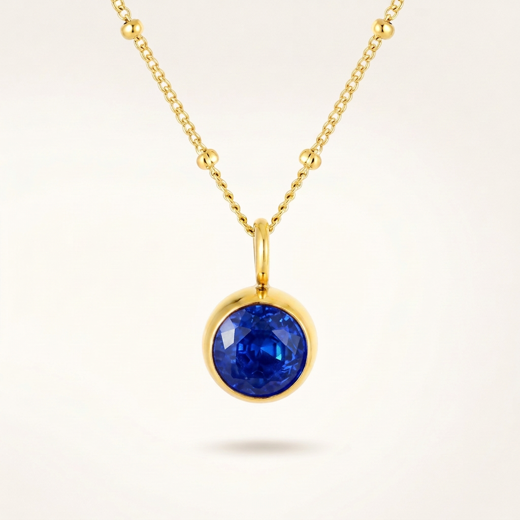 Birthstone Necklace, September | Sapphire, Gold