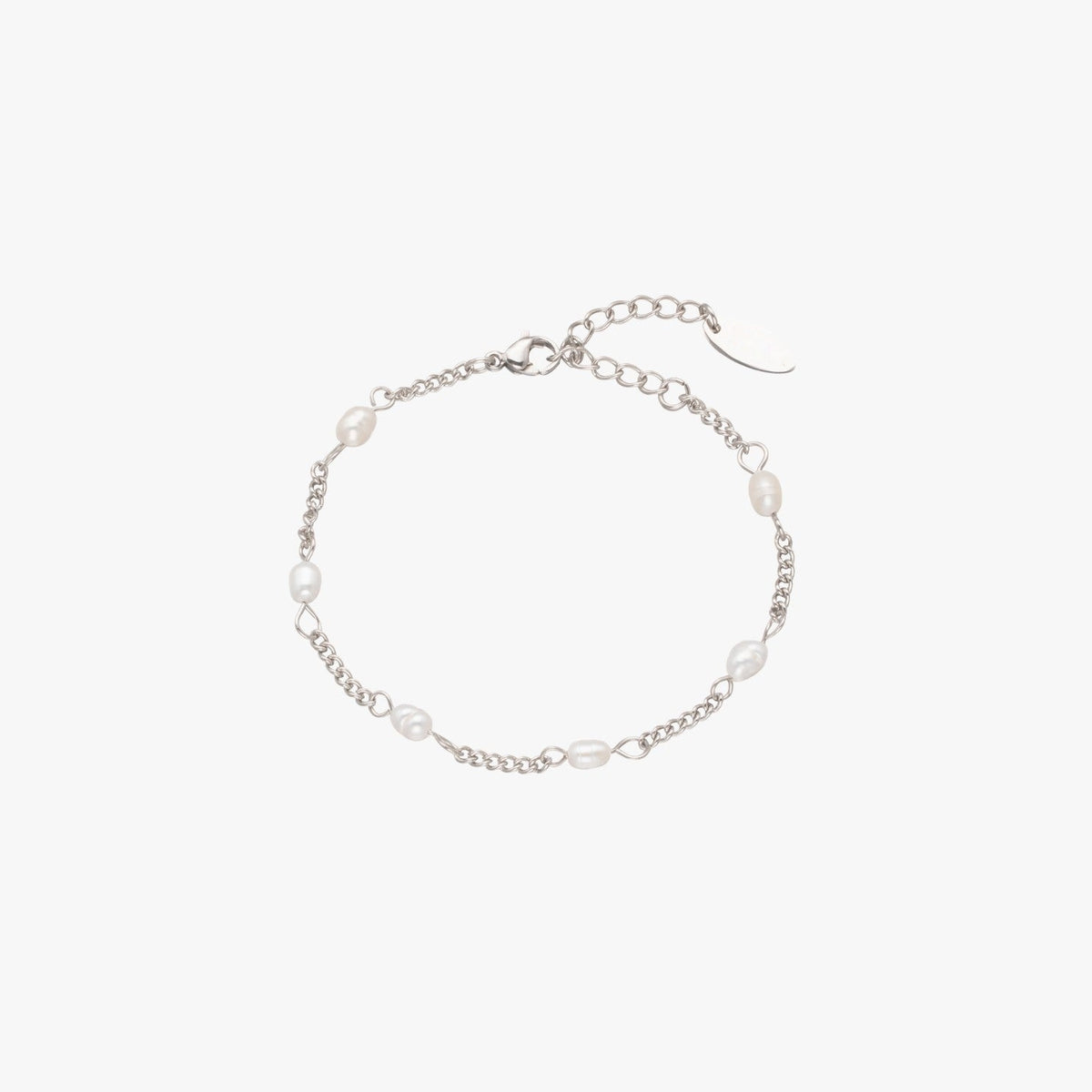Selene Jewelry silver freshwater pearl bracelet, flat lay