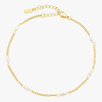 Selene Jewelry gold freshwater pearl bracelet, flat lay