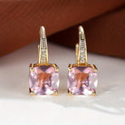 Mystic Sapphire Stone Hoop Gold Earrings