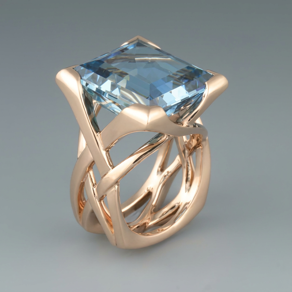 Annabel | Women Rose Gold Tone Blue Zirconia Ring