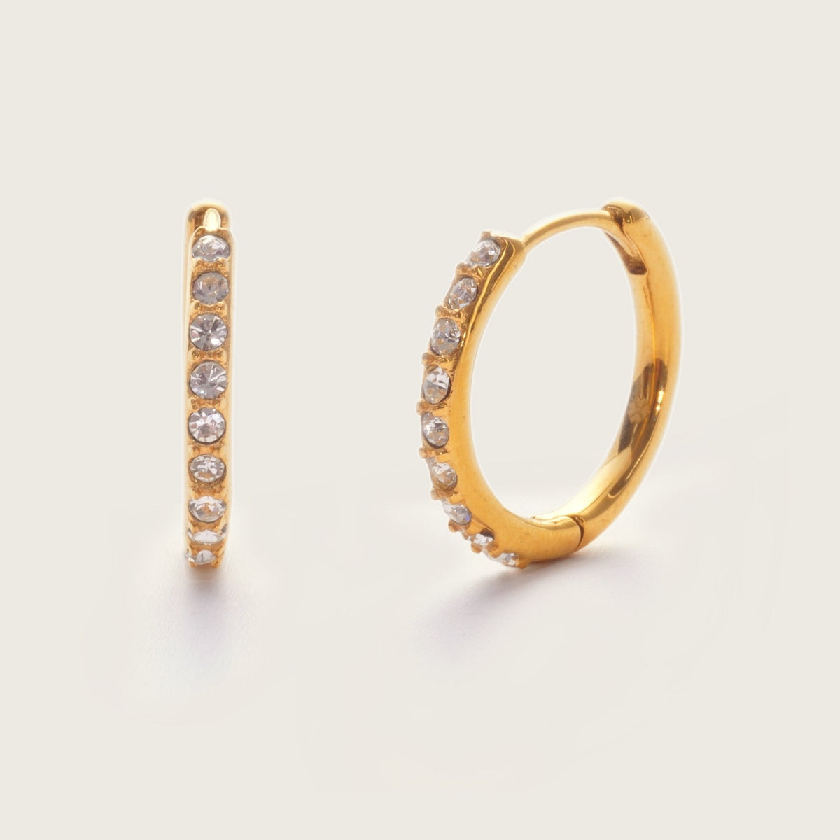 Tabitha | Women Gold Tone Crystal Mini Hoop Earrings 12 mm