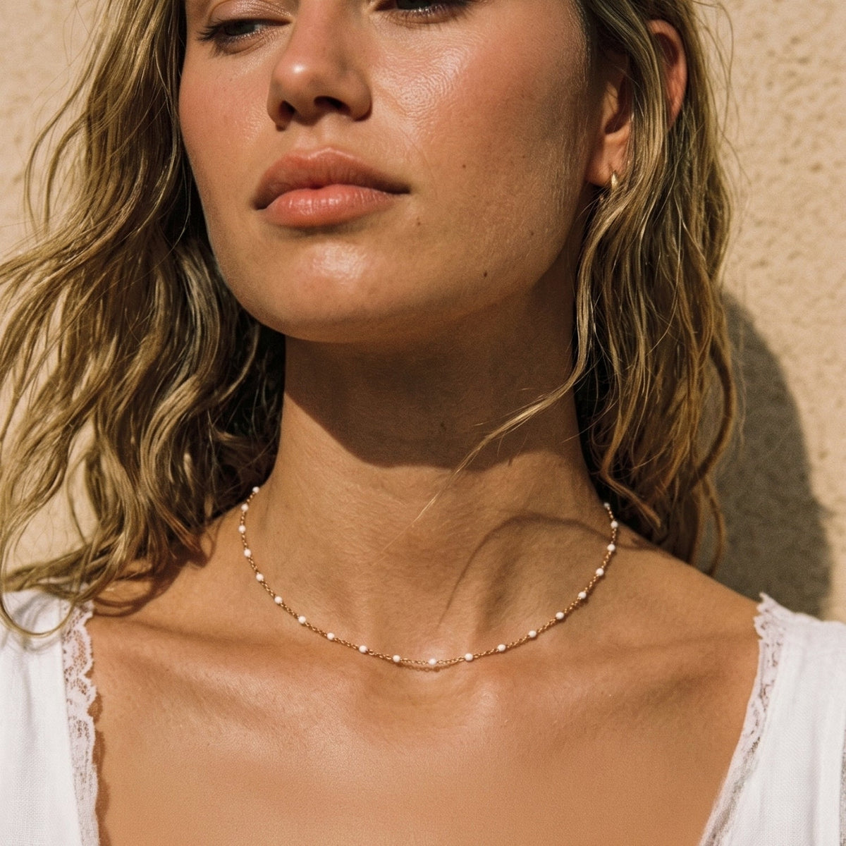 White Beaded Choker