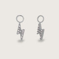 Wilhelmina | Women Silver Tone Crystal Lightning Bolt Earring Charms