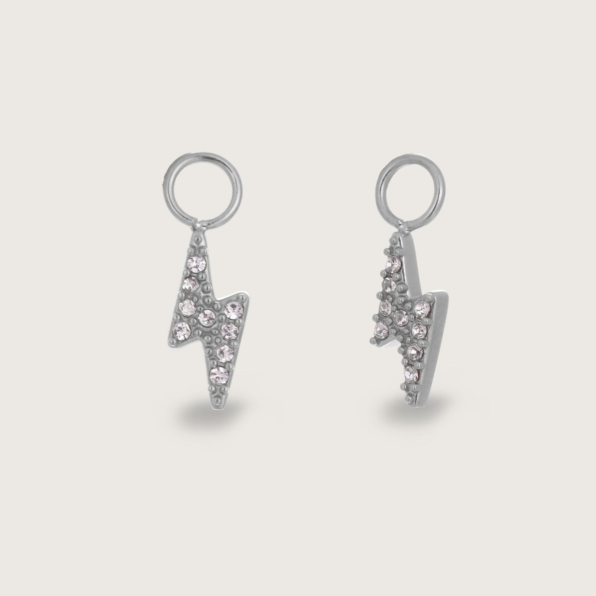 Wilhelmina | Women Silver Tone Crystal Lightning Bolt Earring Charms