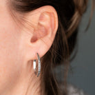 Vintage Botanical Bloom Engraved Silver Hoop Earrings