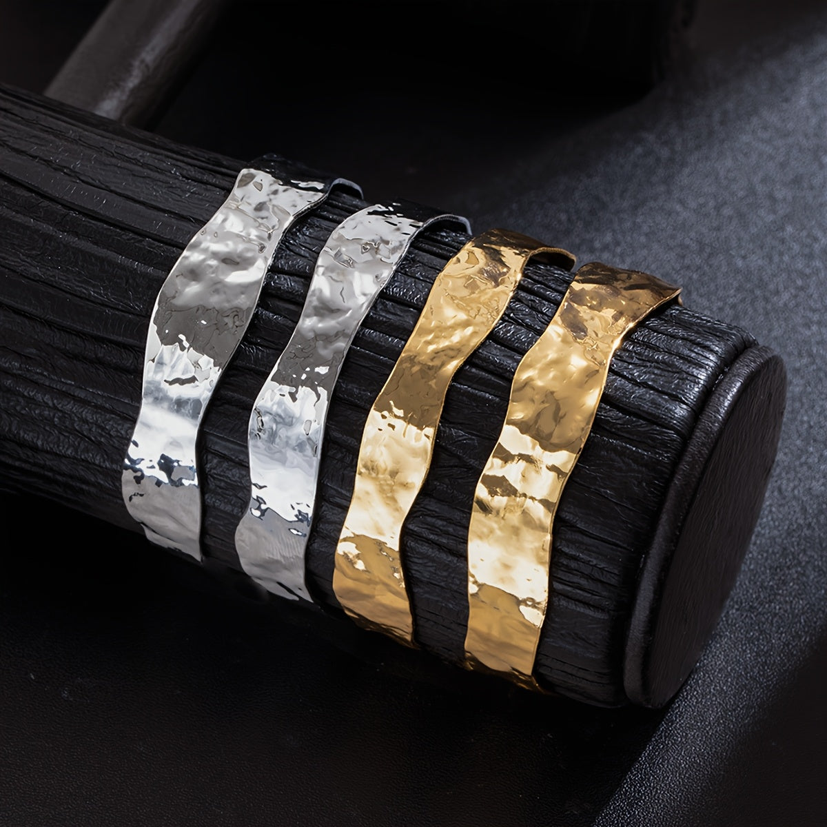 Vintage Stylish Hammered Wide Cuff Bangle Bracelet