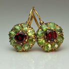 Chic Round Earrings with Green and Red Crystals