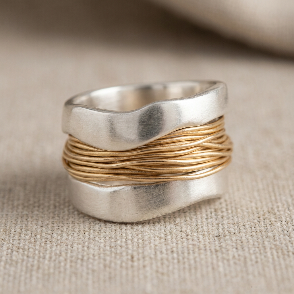 Matilda | Women Two Tone Threaded Band Ring