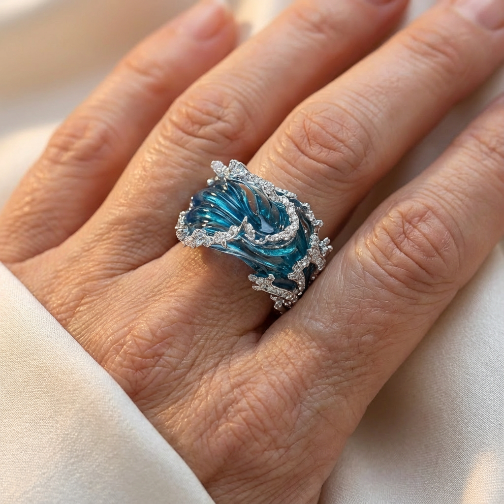 Isla | Women Ocean Wave Silver Tone Ring