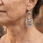 Vintage Silver Floral Chandelier Drop Earrings