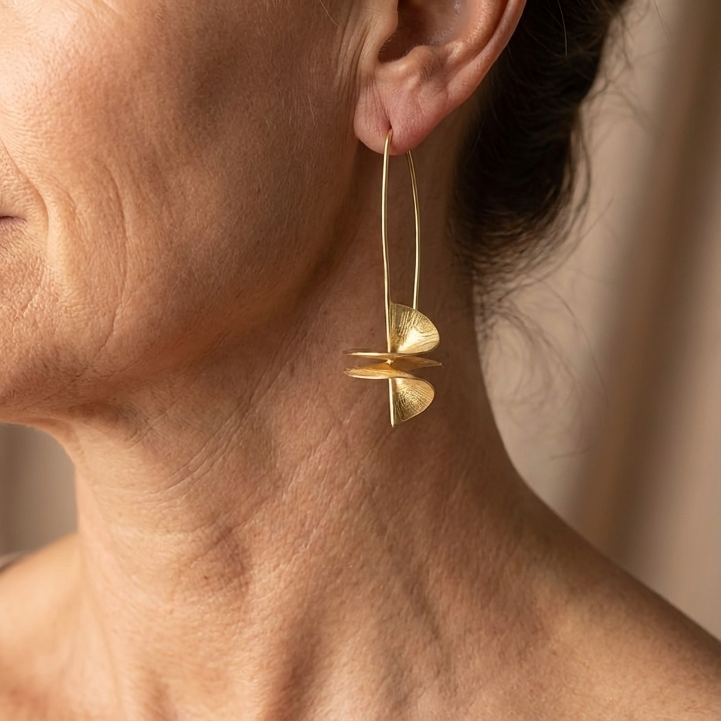Philippa | Women Gold Plated Leaf Statement Drop Earrings
