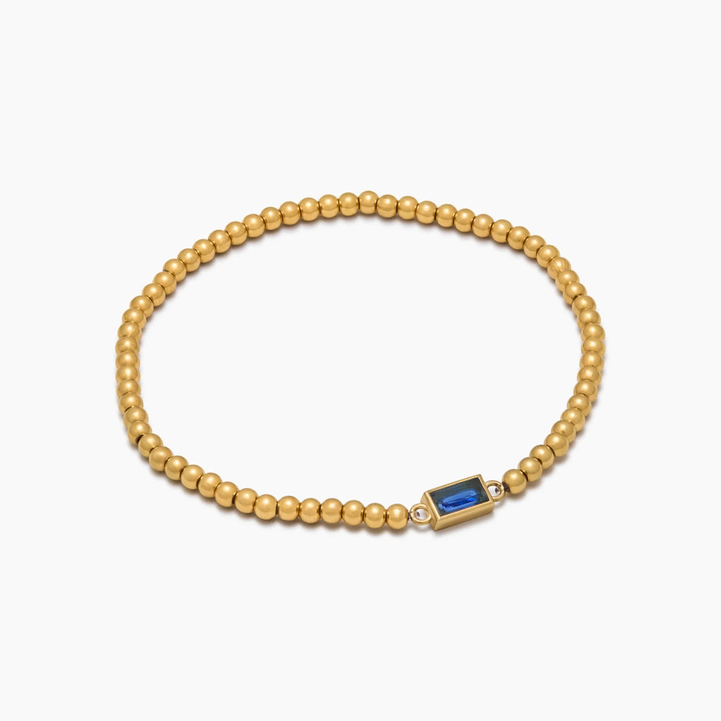 Gold Beaded Birthstone Bracelet