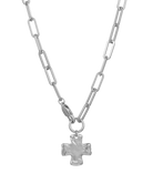 Chunky Chain Cross Necklace in silver, style A product shot on white background