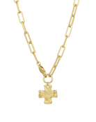 Chunky Chain Cross Necklace in gold, style A product shot on white background