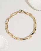 Gold chunky paperclip chain bracelet
