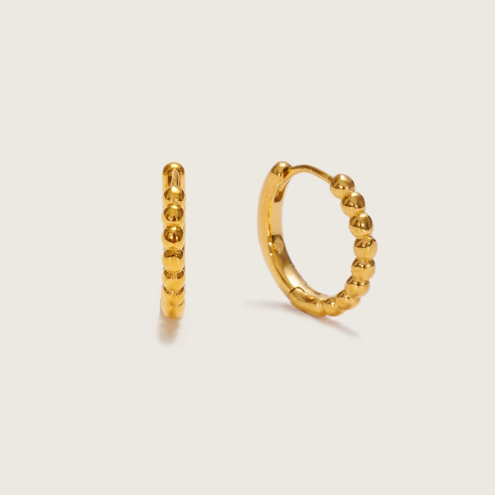 Gold Bobble Huggies, gold huggie earrings with bobble texture