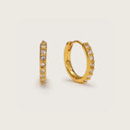 Gold Crystal Huggies, gold huggie earrings with clear crystal