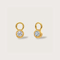 Gold Crystal Molten Round Charms, detachable gold earring charms with crystal