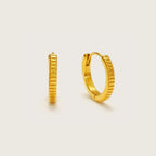 Gold Pleated Huggies, gold huggie earrings with pleated texture