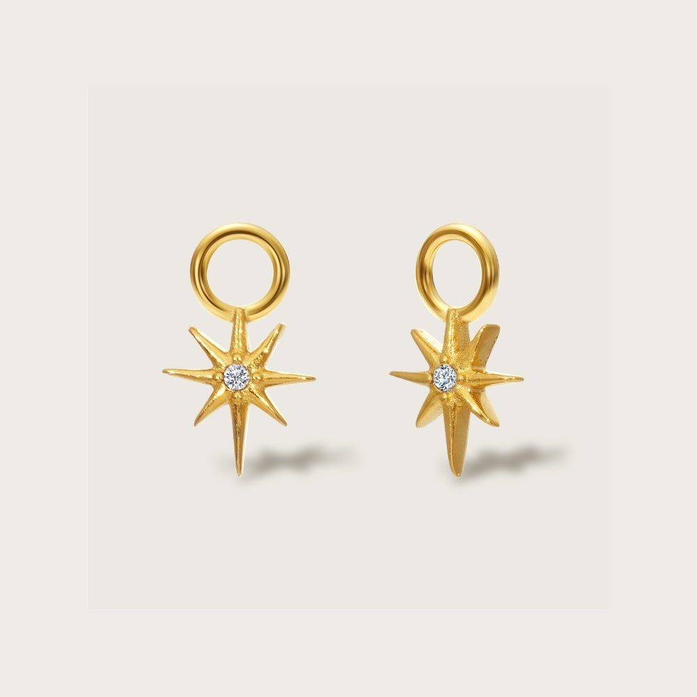 Gold Crystal Star Charms, detachable gold earring charms with star design