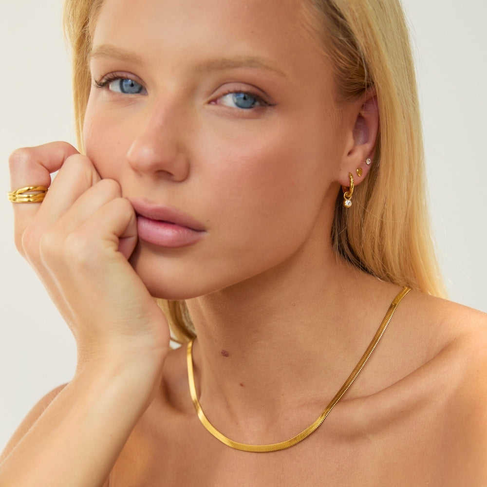 Gold Crystal Molten Round Charm Huggies product shot