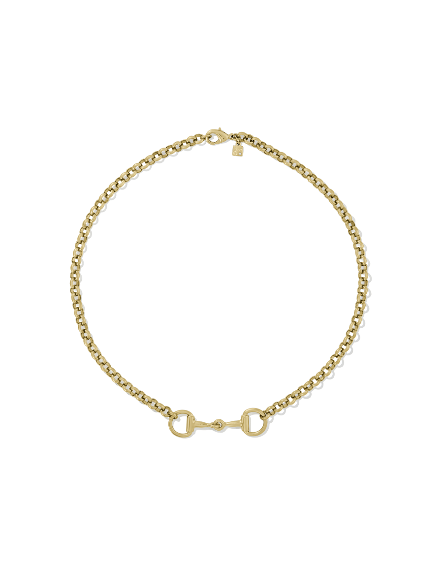Horse Bit Necklace in gold, style B product shot on white background