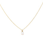 The LLUME Jewelry Sardinia Opal Necklace features a delicate gold vermeil chain with a small, round white opal pendant in a simple gold setting, displayed against a plain white background.